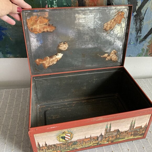 VTG Cookie LG Biscuit Tin Otto Schmidt Nurnberg Germany Colorful Litho Graphics - Picture 10 of 13